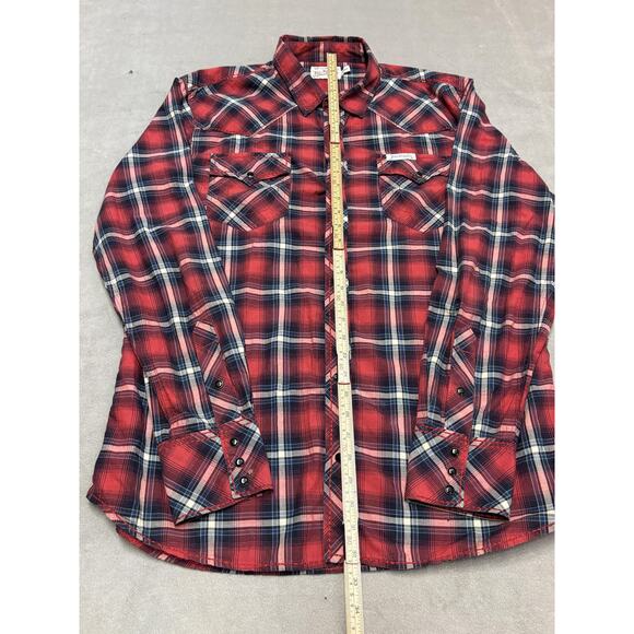 True Religion Shirt Mens 3XL Red Plaid Western Pearl Snap Long Sleeve - Picture 2 of 9